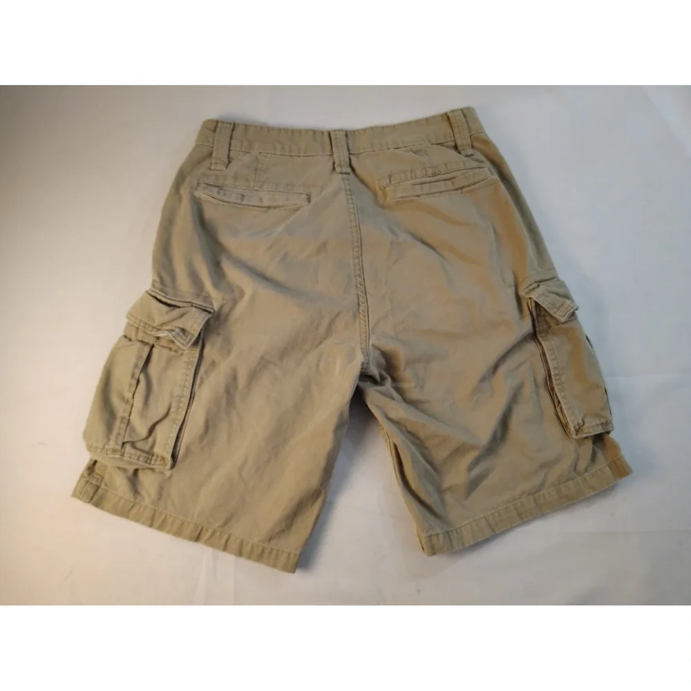 Nautica Jeans Co Mens 32W Khaki Tan Cotton Twill Multi Pocket Cargo Shorts